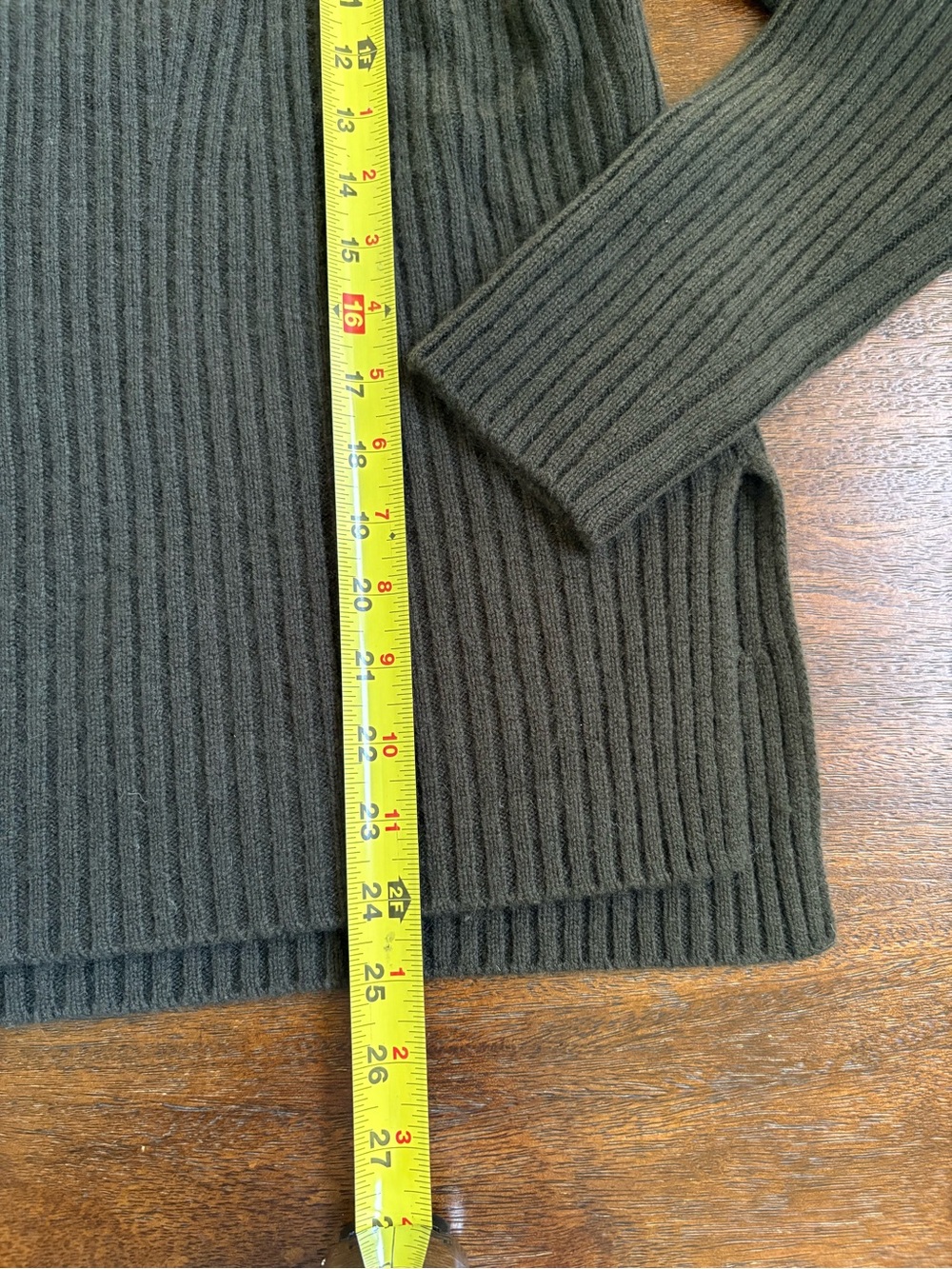 VINCE Ribbed Wool & Cashmere Mock Neck Sweater Size Small Olive Green MSRP $365 - Picture 7 of 9